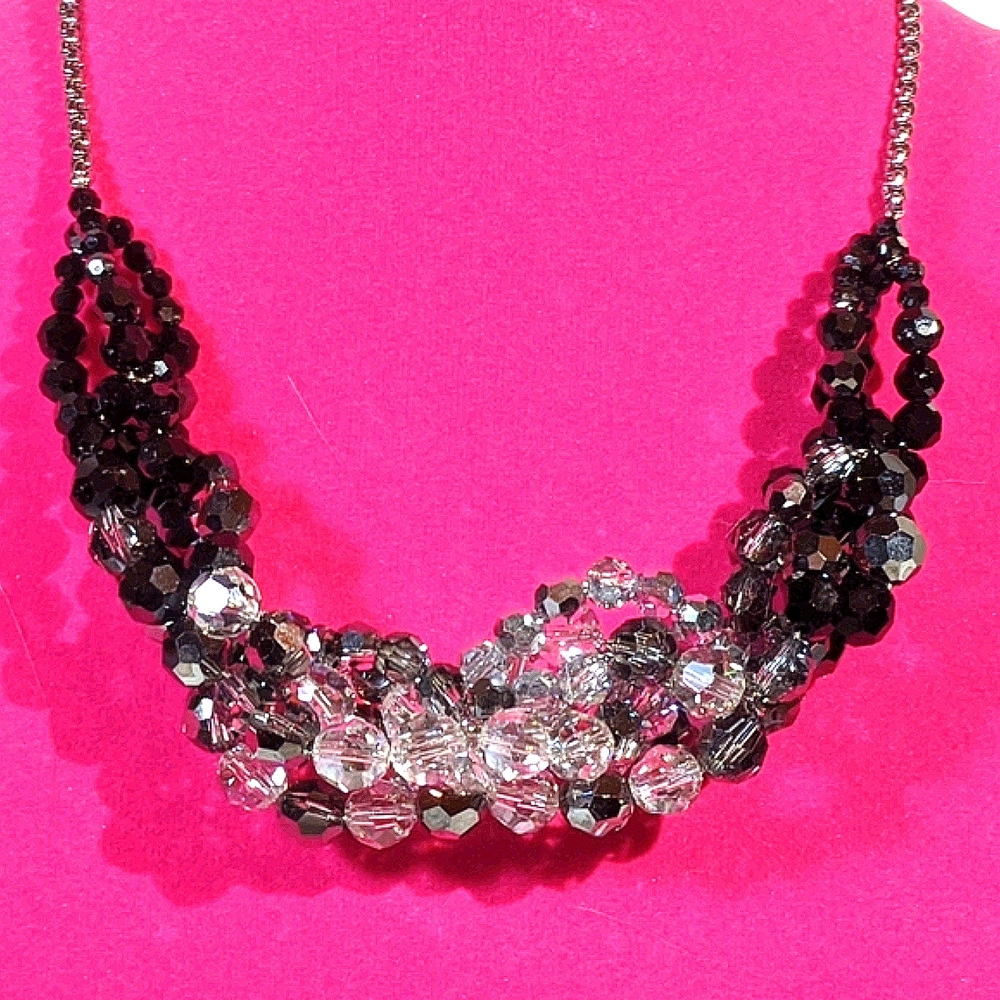Swarovski Statement Necklace. White/Silver/Black - image 1